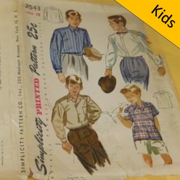 Simplicity 2543 sewing pattern Boys size 10 Shirt (complete) - Picture 1 of 11
